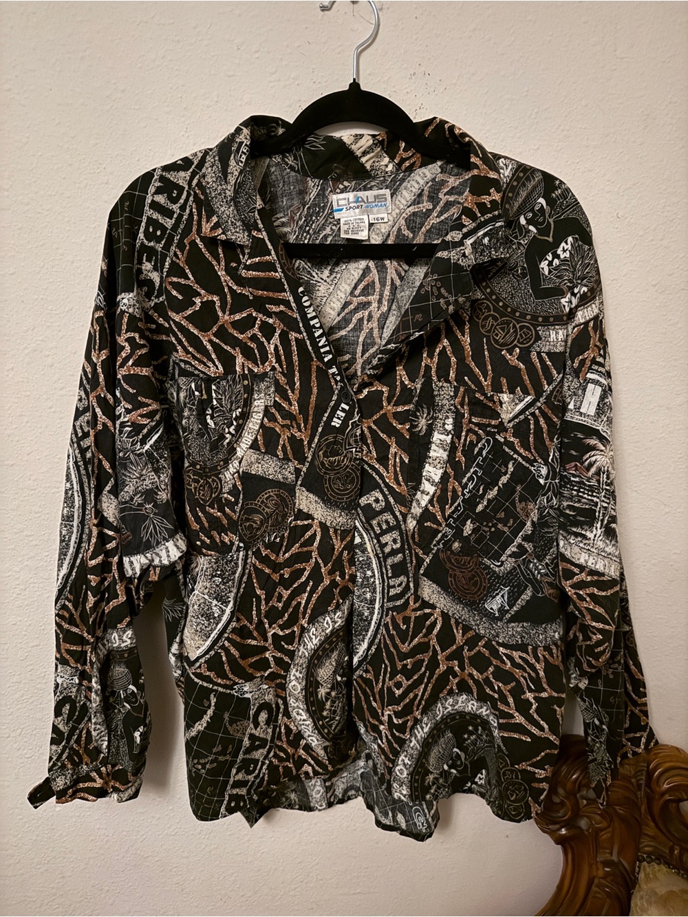 Patterned Vintage Button Blouse